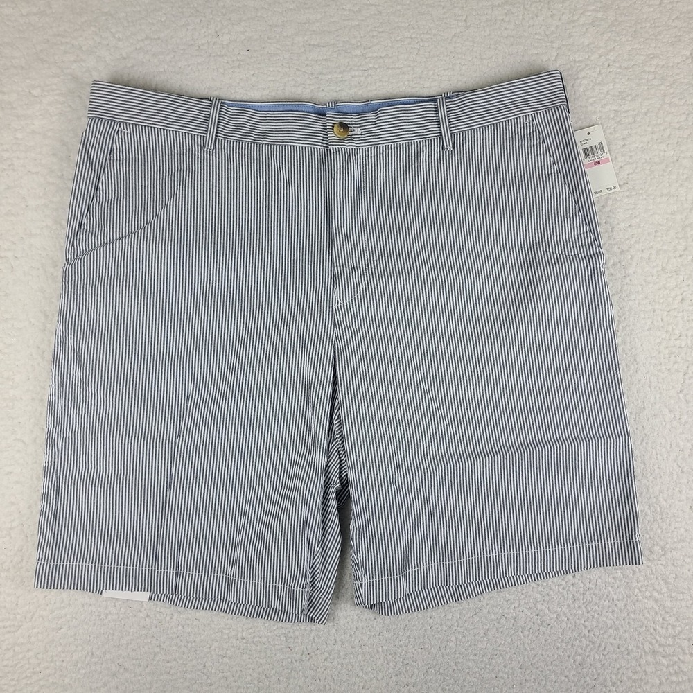 IZOD Shorts Mens 40 Blue‎ Striped 9" Inseam Casual Seersucker Chino NWT NEW